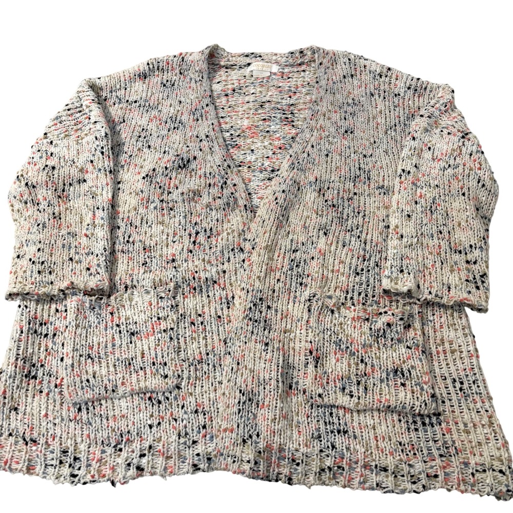 Cocobleu New York Multicolor Confetti Popcorn Knit Open Cardigan Sweater 1X